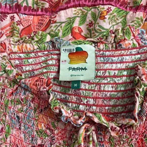 Farm Rio Macaw Flight Smocked Dress, Size Medium, Good Condition - Picture 6 of 8